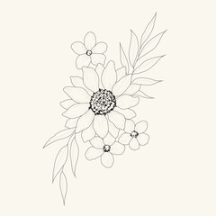 flower flower floral line drawing hand drawn