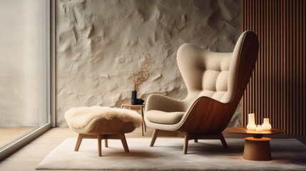 papa bear chair in a minimalist room with a panoramic window