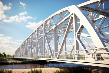 3D perspective of modern truss bridge. Generative AI