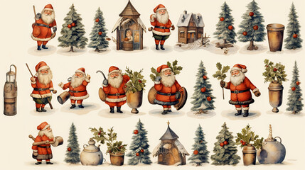 Christmas elements for illustrators and stickers - obrazy, fototapety, plakaty