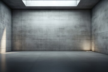 A concrete room with walls and floor. Concrete wall and lights