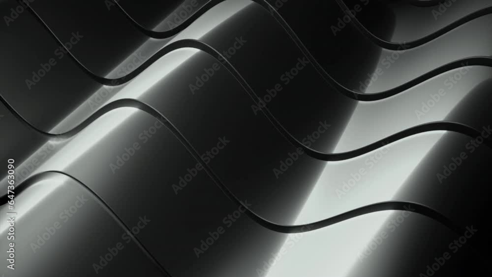 Poster bands with metallic texture move in waves. design. wavy 3d stripes with metallic texture. 3d lines m