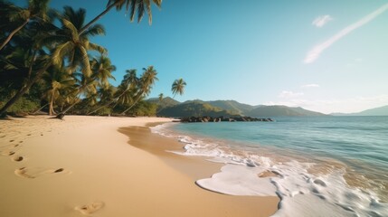 Fototapeta na wymiar Beautiful beach view, Palm tree island sand beach