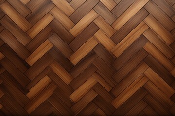 A modern 3D rendering of a parquet tile wall design with a herringbone pattern. Generative AI
