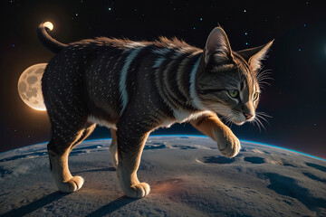 Cats floating in space cinematic background