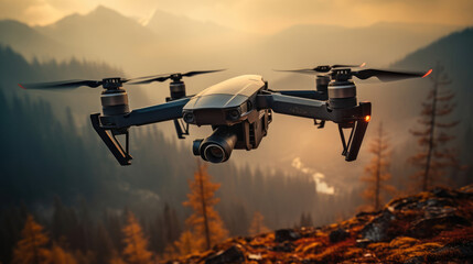 A drone equipped with LiDAR technology mapping terrain and creating detailed 3D models