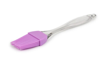Pink culinary brush, kitchen utensil. Isolated on white background. Side view. High resolution...