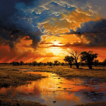 a monsoon sunset with warm hues painting the sky as the rainclouds part and the day bids farewell