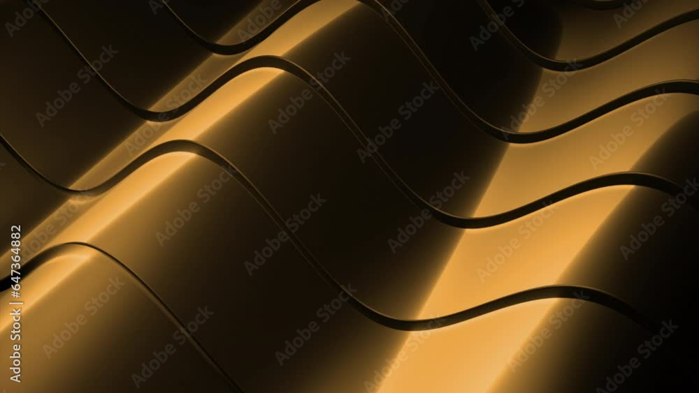Poster wavy metal lines move in background. design. bands with metallic luster move in waves. background an