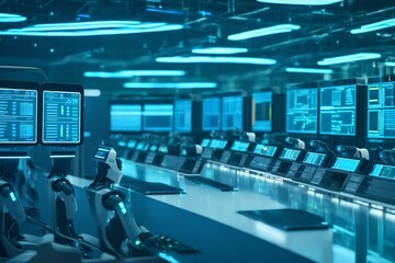 Obraz premium Robotic Surveillance: Automated Systems Overseeing Computer Operations