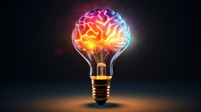 An image of colorful brain and light bulb Generation 
