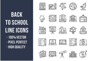 Back to School Line Icons