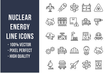 Nuclear Energy Line Icons