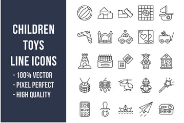 Children Toys Line Icons