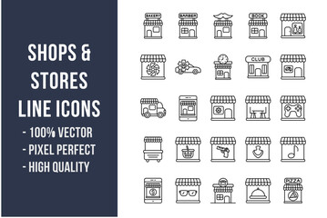 Shops and Stores Line Icons