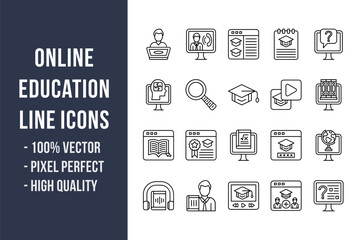 Online Education Line Icons