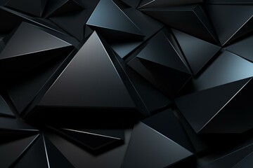 Abstract 3D texture with black high-tech pyramids. Generative AI