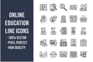 Online Education Line Icons