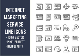 Internet Marketing Service Line Icons