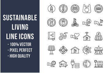Sustainable Living Line Icons