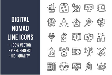 Digital Nomad Line Icons