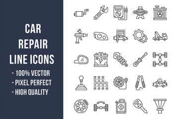 Car Repair Line Icons