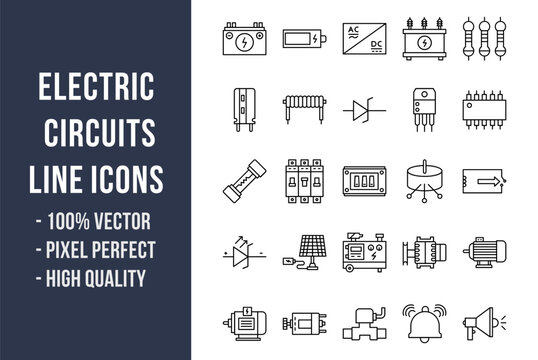 Electric Circuits Line Icons