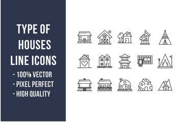 Type of Houses Line Icons © SAMDesigning