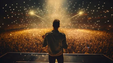 Foto op Plexiglas Star Singer Entertains Massive Crowd: Stars Back View in Concert Stadium. Generative ai © Scrudje