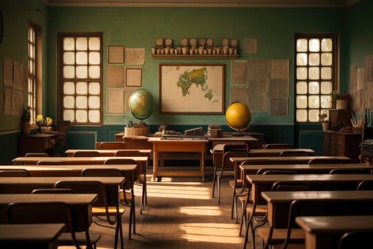 A classroom where students study the works of classical authors. Generative Ai.