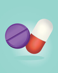 Medicine capsule. medical pills illustration