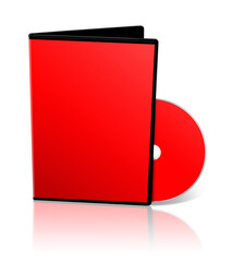 DVD box blank template red for presentation layouts and design. 3D rendering.