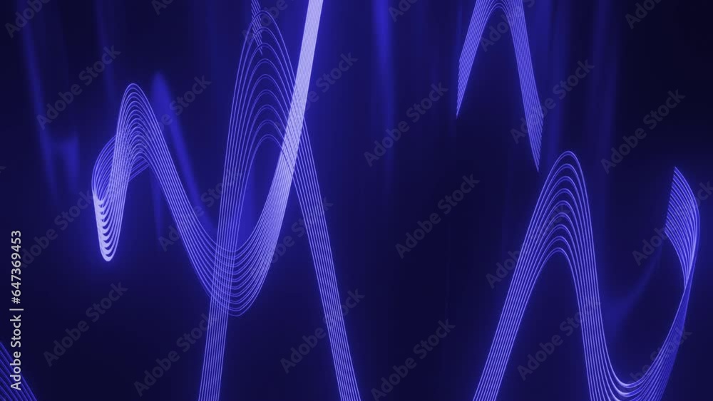 Poster 3d to with moving waves of lines. design. wavy lines move in abstract space with 3d pillars. illusor