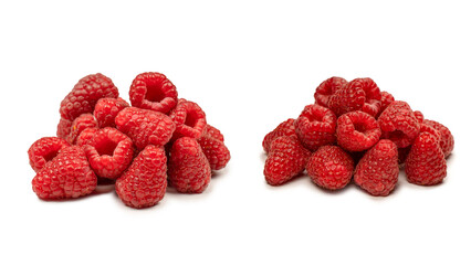 Tasty raspberries isolated on  white background.