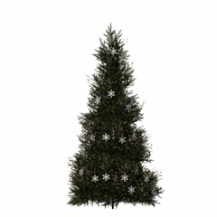 Christmas tree with decorations, isolated on white background, 3D illustration, cg render