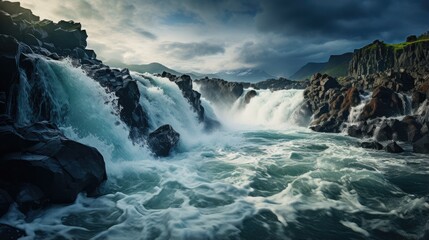 Obraz premium beautiful waterfall seen from above in Iceland