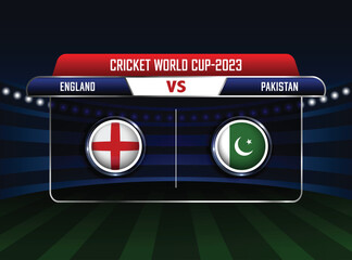 England vs Pakistan match concept, ICC Men's Cricket World Cup 2023, stadium background