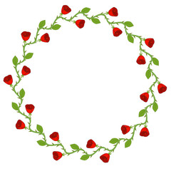 red rose flower art drawn round frame