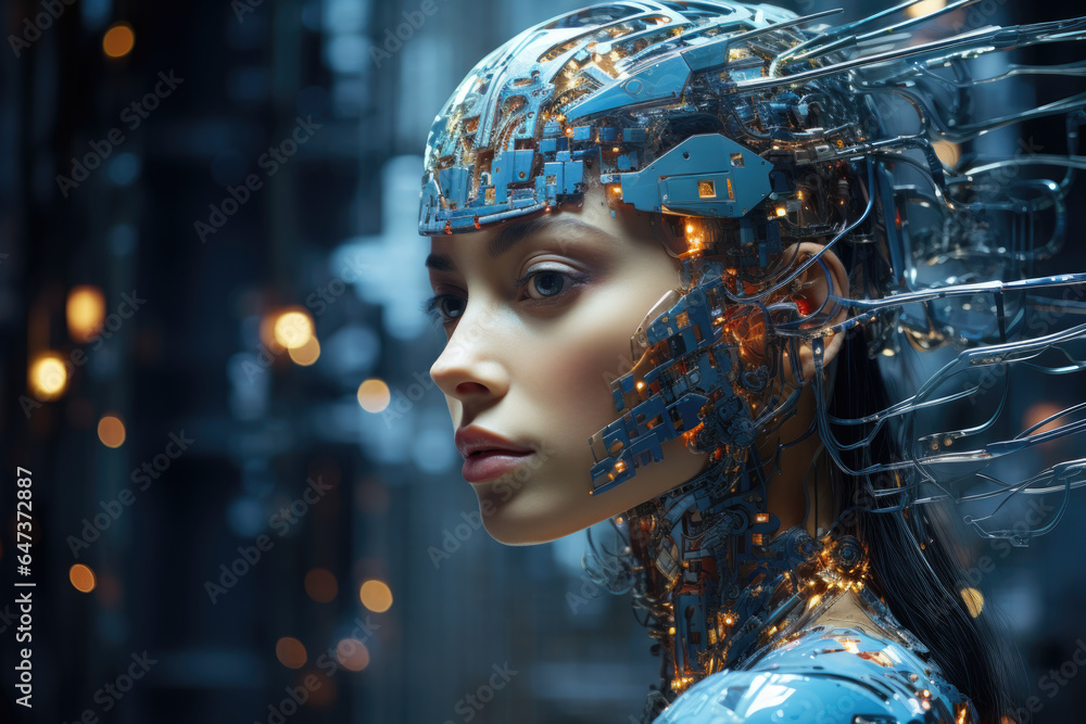 Fototapete a digital artist creating ai-generated artwork with generative adversarial networks. generative ai.