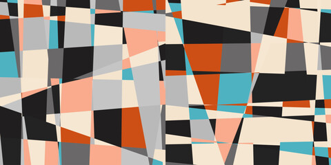 Modern vector abstract  geometric multi- colored background with triangles, rectangles and squares . Pastel colored simple shapes graphic pattern. Abstract mosaic artwork.