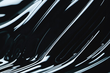 Artistic Black Liquid Flow on Dark Abstract Background..