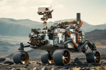 Fototapeten A Mars rover collecting data on the planet's geology. Generative Ai. © Sebastian