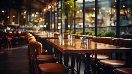 Coffee shop blur background with bokeh