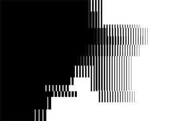 Smooth transition from black to white from abstract pixels. Monochrome striped pattern. Modern vector background