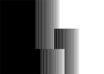 Transition from black to white from striped rectangles. Monochrome striped pattern. Modern vector background