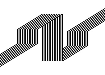 Striped vector pattern of black parallel lines on a white background. Trendy vector background in retro style.