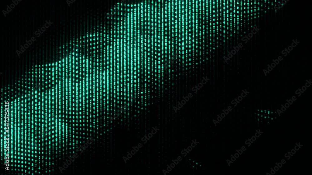 Poster glowing electronic dots move in waves in space. design. electronic luminous dots move in streaming w