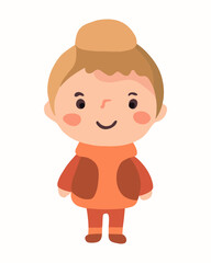 Vector isolated illustration of little baby girl. Schoolgirl on a white background.
