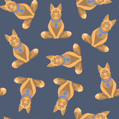 Vector isolated illustration of pattern with yoga dogs.