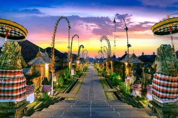 Fotobehang Penglipuran village is a traditional oldest Bali village at sunset in Bali, Indonesia. © tawatchai1990